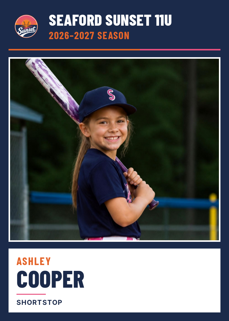 Seaford Sunset 11U trading card, Ashley Cooper